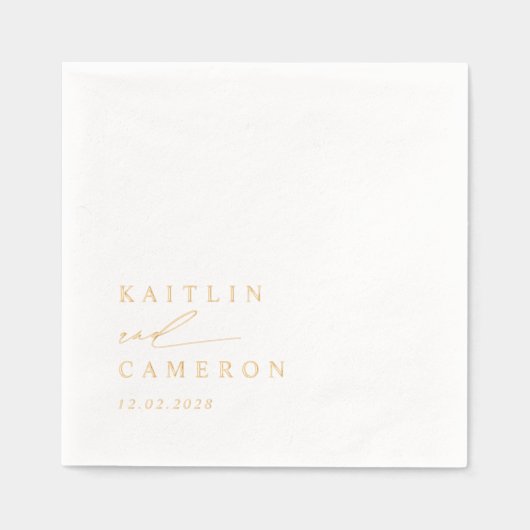 Elegant Modern Minimalist Simple Gold Wedding Folie Servetten (Voorkant)