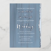 Elegant Modern Minimalist Slate Blue Wedding Folie Uitnodiging (Voorkant)