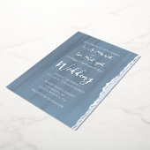 Elegant Modern Minimalist Slate Blue Wedding Folie Uitnodiging (Gedraaid)