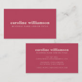 Elegant Modern Minimalist Solid Magenta Visitekaartje (Voorkant / Achterkant)