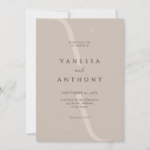 Elegant Modern Minimalist Taupe Wedding Kaart (Voorkant)