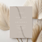 Elegant Modern Minimalist Taupe Wedding Kaart