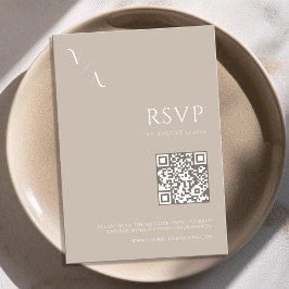 Elegant Modern Minimalist Taupe Wedding RSVP Kaartje