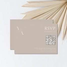 Elegant Modern Minimalist Taupe Wedding RSVP Kaartje