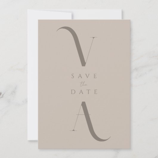 Elegant Modern Minimalist Taupe Wedding Save The Date (Voorkant)
