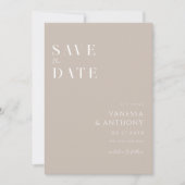 Elegant Modern Minimalist Taupe Wedding Save The Date (Voorkant)