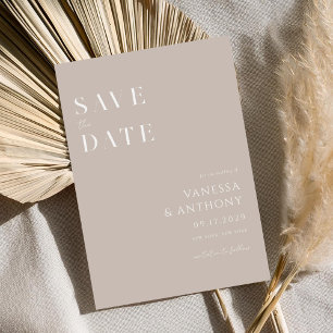 Elegant Modern Minimalist Taupe Wedding Save The Date