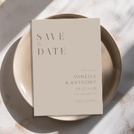 Elegant Modern Minimalist Taupe Wedding Save The Date