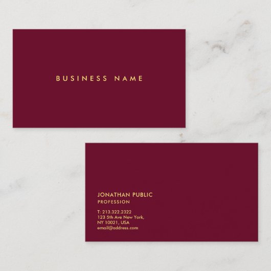 Elegant Modern Minimalist Template Gold Text Visitekaartje (Voorkant / Achterkant)