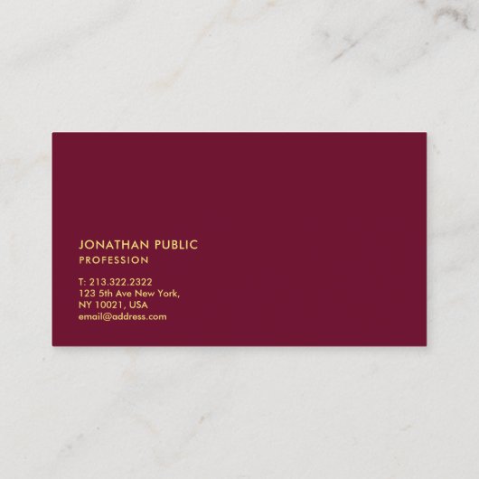 Elegant Modern Minimalist Template Gold Text Visitekaartje (Achterkant)