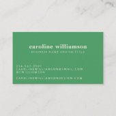 Elegant Modern Minimalist Trendy Kelly Green Visitekaartje (Achterkant)