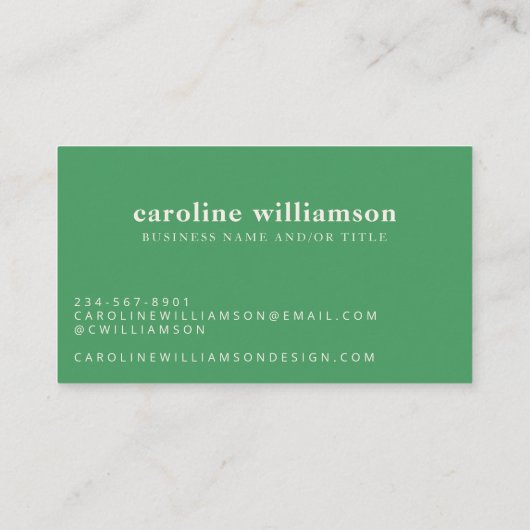 Elegant Modern Minimalist Trendy Kelly Green Visitekaartje (Achterkant)