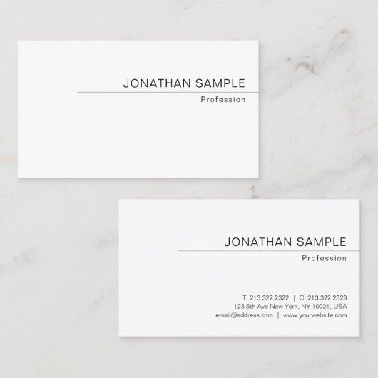 Elegant Modern Minimalist Trendy Simple Sjabloon Visitekaartje (Voorkant / Achterkant)