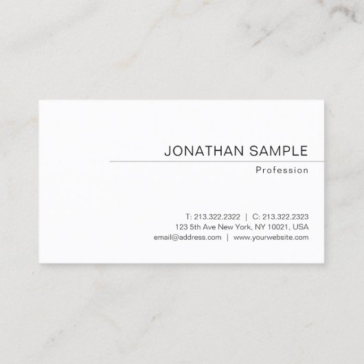 Elegant Modern Minimalist Trendy Simple Sjabloon Visitekaartje (Achterkant)
