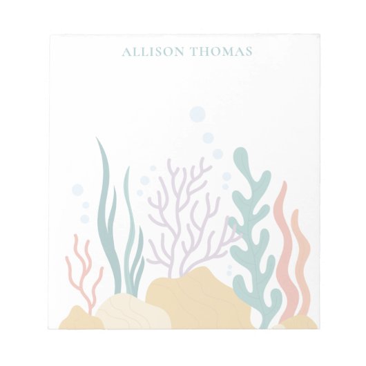 Elegant Modern Minimalist Tropical Sea Monogrammed Notitieblok (Voorkant)