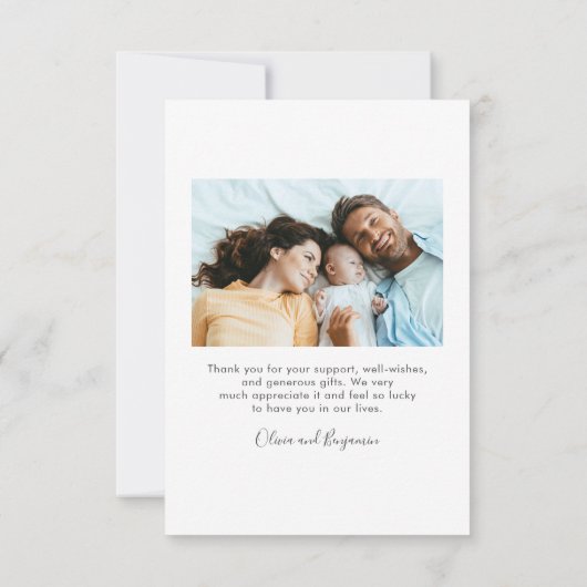 Elegant Modern Minimalist Two Baby Photo Birth Bedankkaart (Achterkant)