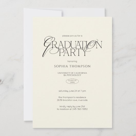 Elegant Modern Minimalist Typography Graduation Kaart (Achterkant)