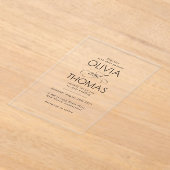 Elegant Modern Minimalist Typography Wedding Acryl Uitnodigingen (Laagn)