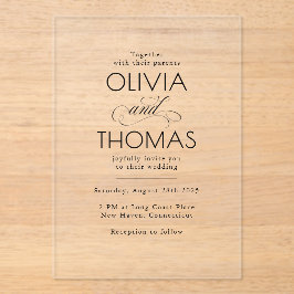 Elegant Modern Minimalist Typography Wedding Acryl Uitnodigingen