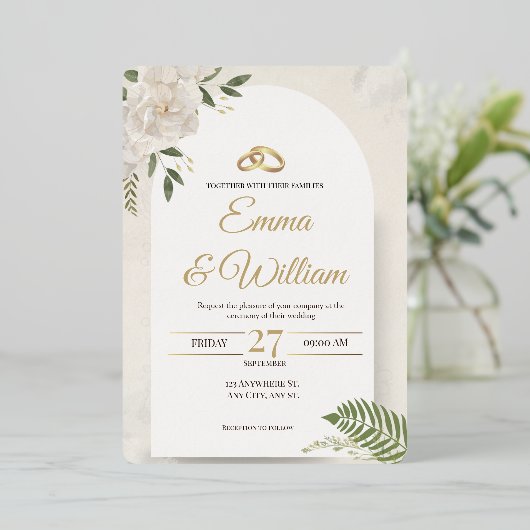 Elegant &Modern Minimalist Wedding Foil Invitation Folie Uitnodiging (Staand Voorkant)
