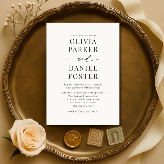 Elegant Modern Minimalist Wedding  Kaart