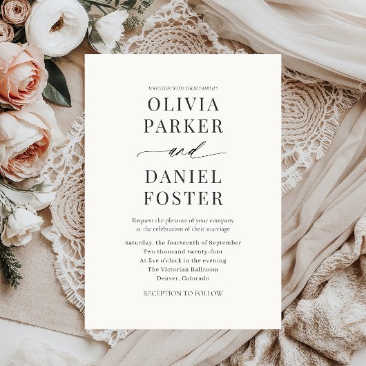 Elegant Modern Minimalist Wedding Kaart