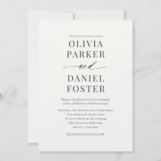 Elegant Modern Minimalist Wedding  Kaart (Voorkant)