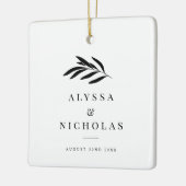 Elegant Modern Minimalist Wedding Photo Twig Keramisch Ornament (Links)