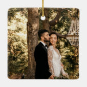 Elegant Modern Minimalist Wedding Photo Twig Keramisch Ornament (Achterkant)