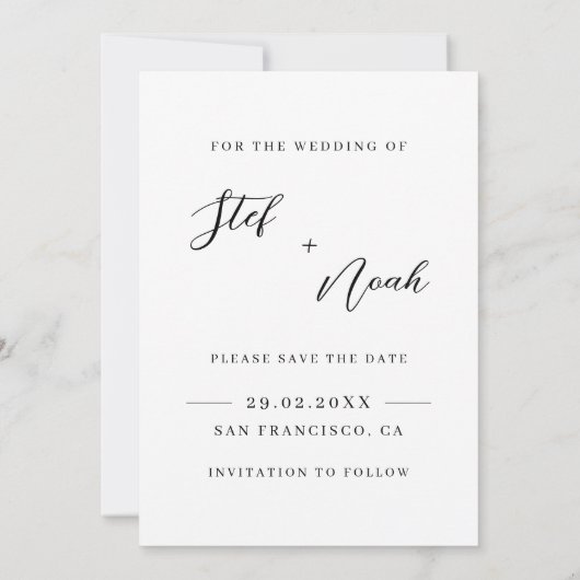 Elegant Modern Minimalist Wedding Save the Date (Achterkant)