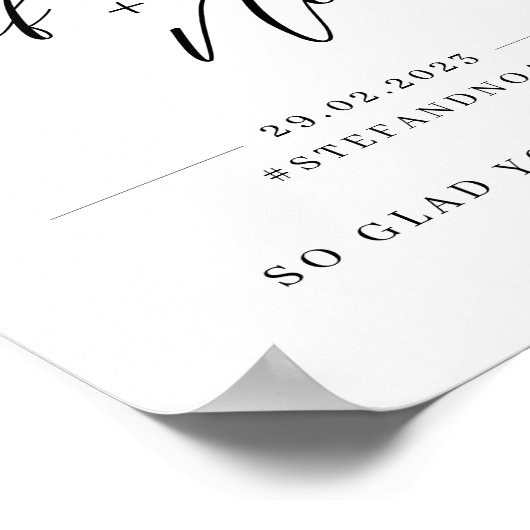 Elegant Modern Minimalist Wedding Welkomstbord Poster (Hoek)