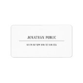 Elegant Modern Minimalist White Sjabloon Adres Etiket (Voorkant)