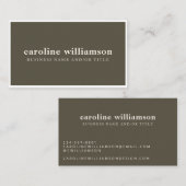 Elegant modern minimalistisch aardeolive visitekaartje (Voorkant / Achterkant)