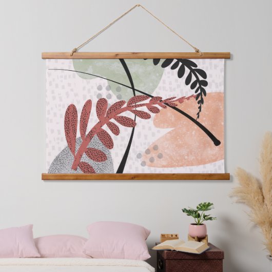 elegant modern , minimalistisch abstract blad gevl hangend wandkleed (Slaapkamer)