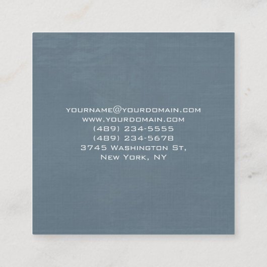 Elegant modern minimalistisch blauw grijs vierkante visitekaartje (Achterkant)