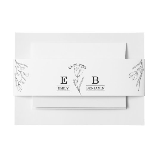 Elegant Modern Minimalistisch Bloemig Eenvoudig hu Uitnodigingen Wikkel (Voorkant Voorbeeld)