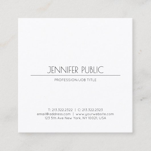 Elegant modern, minimalistisch design met hoge ton vierkante visitekaartje (Voorkant)