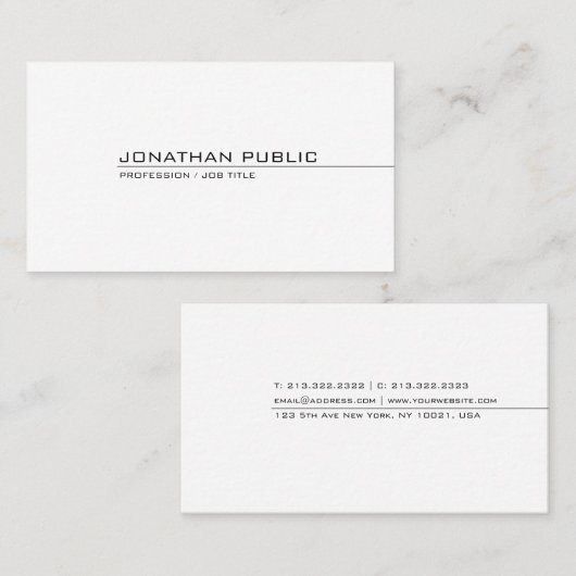 Elegant modern, minimalistisch design met hoge ton visitekaartje (Voorkant / Achterkant)