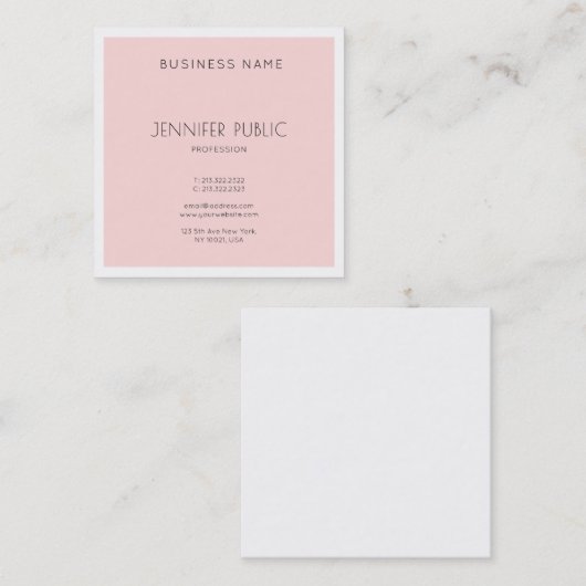 Elegant modern, minimalistisch design, trendy plat vierkante visitekaartje (Voorkant / Achterkant)