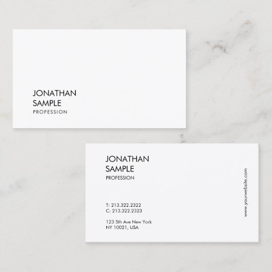 Elegant modern, minimalistisch draagvlak visitekaartje (Voorkant / Achterkant)