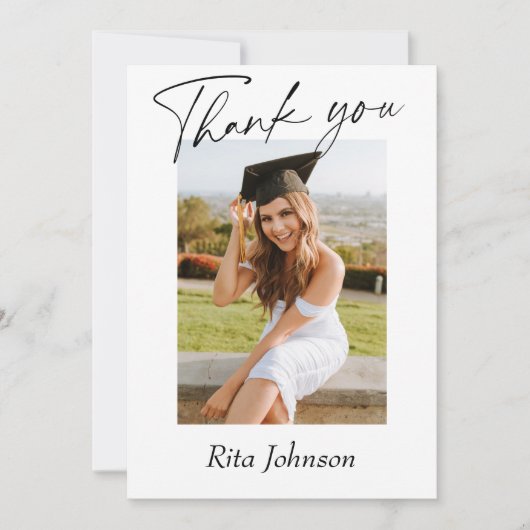 Elegant modern, minimalistisch eenvoudig foto-Afst Bedankkaart (Voorkant)