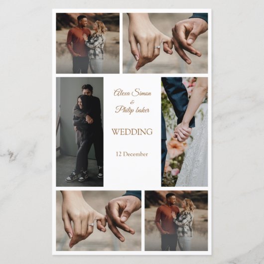 Elegant modern, minimalistisch foto bruiloft progr (Voorkant)
