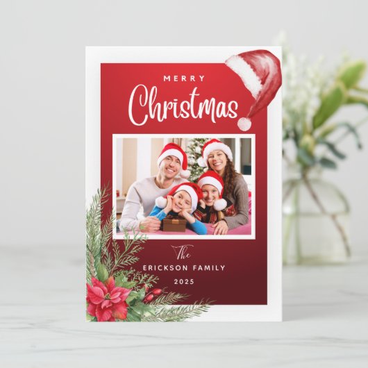 Elegant modern minimalistisch | Foto van de kerstf Feestdagenkaart (Staand voorkant)