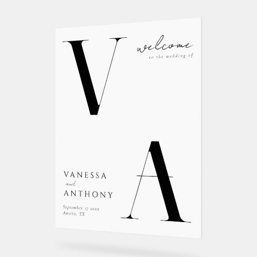 Elegant modern minimalistisch huwelijk acryl bord (Hoek)