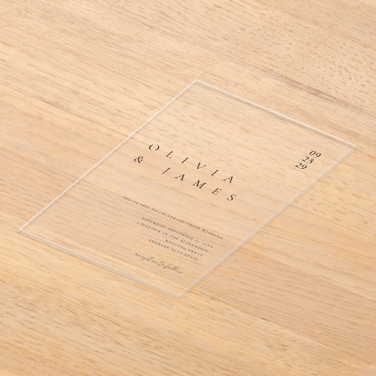 Elegant modern minimalistisch huwelijk acryl uitnodigingen (Laagn)