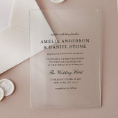 Elegant modern minimalistisch huwelijk acryl uitnodigingen