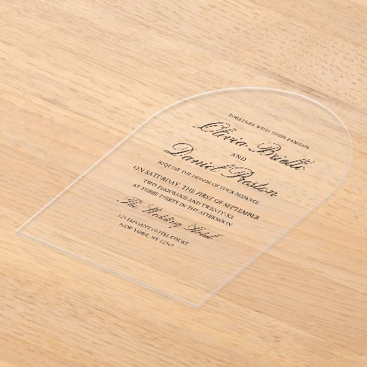 Elegant modern minimalistisch huwelijk acryl uitnodigingen (Laagn)