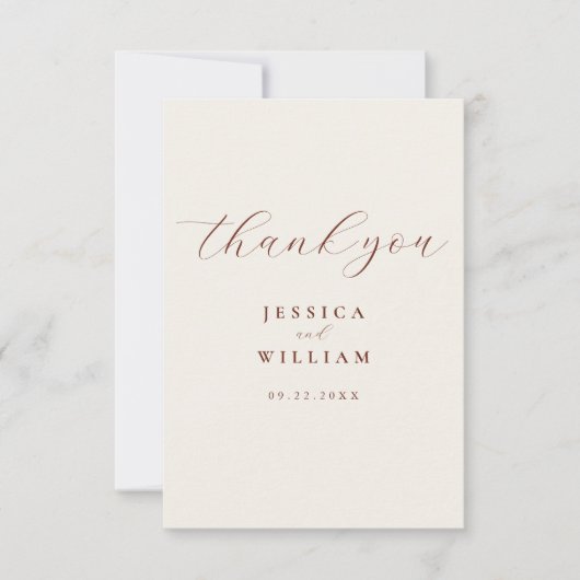 Elegant modern minimalistisch huwelijk bedankkaart (Voorkant)