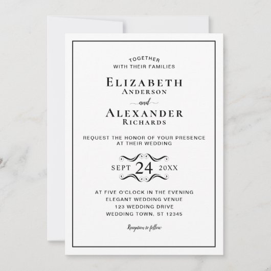 Elegant modern minimalistisch huwelijk kaart (Voorkant)