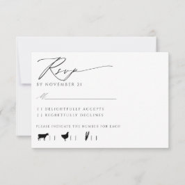 Elegant modern minimalistisch huwelijk RSVP kaartje